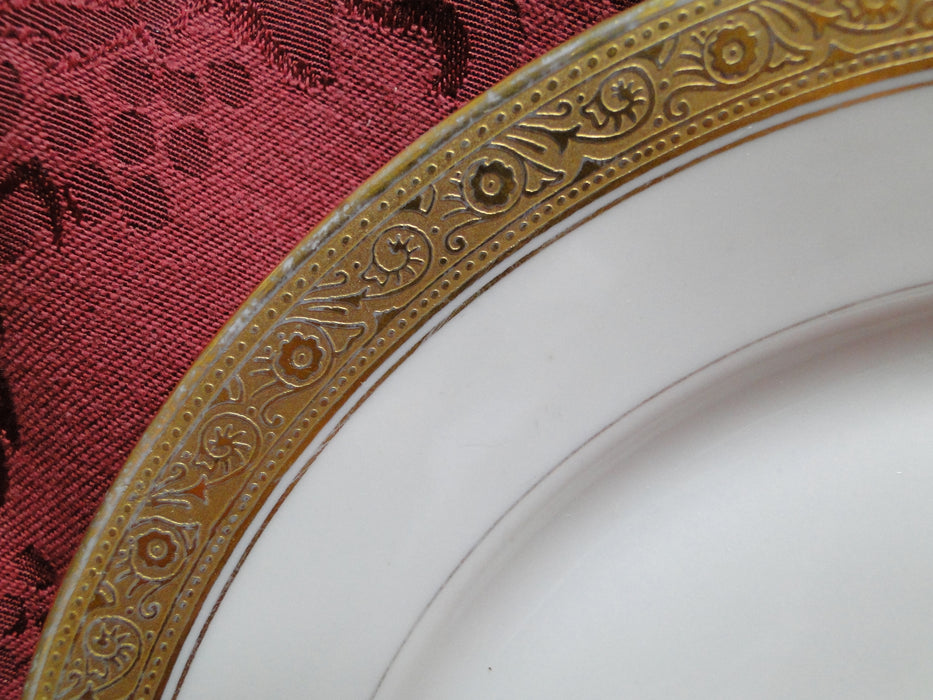 Hutschenreuther HUT99 White w/ Encrusted Gold, Gold Verge: Luncheon Plate (s)