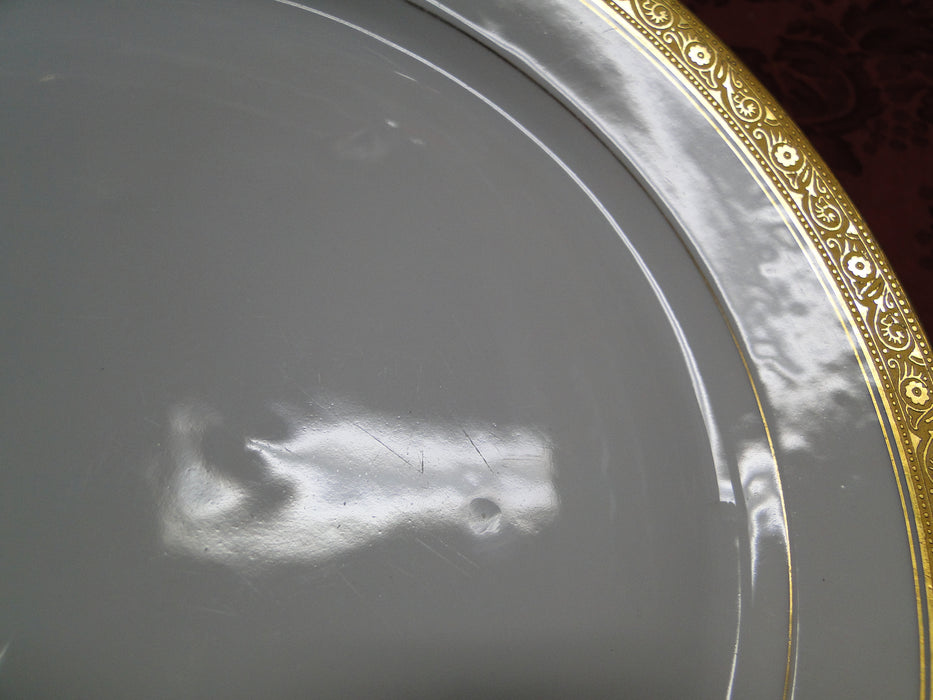 Hutschenreuther HUT99 White w/ Encrusted Gold, Gold Verge: Luncheon Plate (s)
