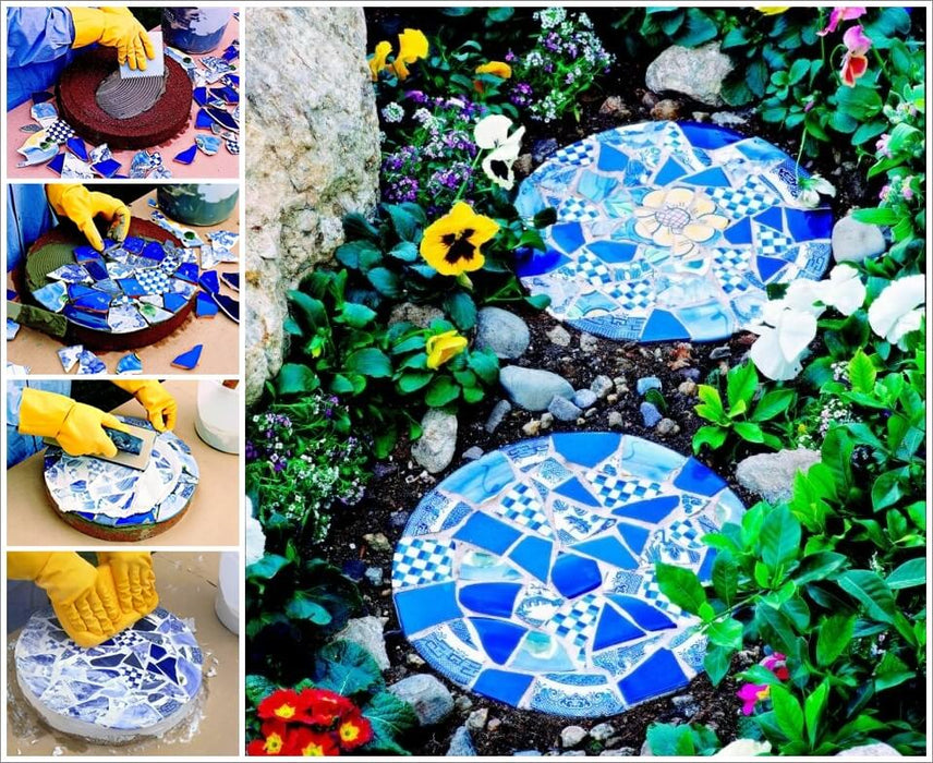 Mosaic Art Class Using Porcelain Plates: Private Class, Four or Six People