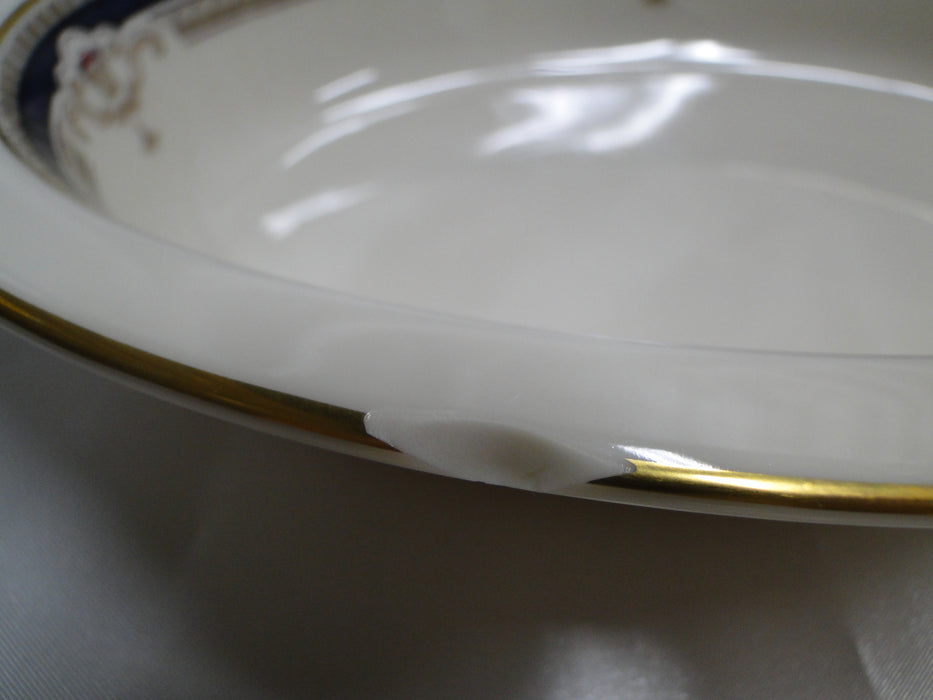 Lenox Buchanan, Cobalt & Tan, Gold Trim: Oval Serving Bowl, 9 3/4", As Is