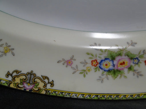 Meito Floral w/ Green Trim, Gold Edge: Oval Serving Platter, 16" x 11 3/4"