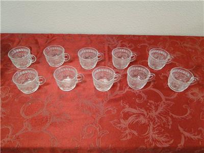 Smith Glass Holiday, Clear, Flowers, Leaves: Punch Bowl & 10 Cups Set