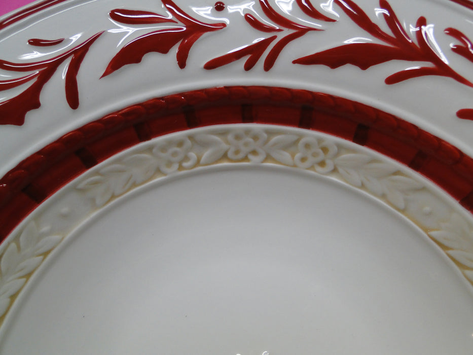 Fitz & Floyd Town and Country, Red & White: Round Rimmed Serving Bowl, 12 1/2"