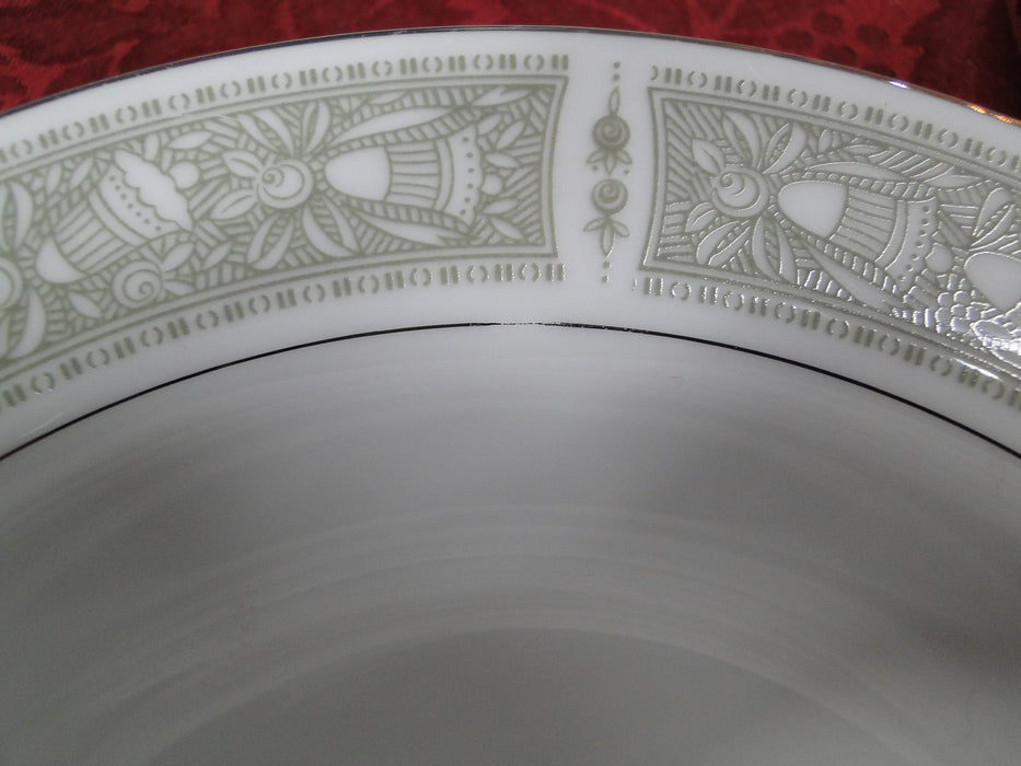 Mikasa Chapel, Green Bells on White, Platinum: Rim Soup Bowl (s), 8 3/8"